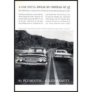 1961 Plymouth Solid Beauty Vintage Print Ad Country 2 Lane Road Wall Art Decor